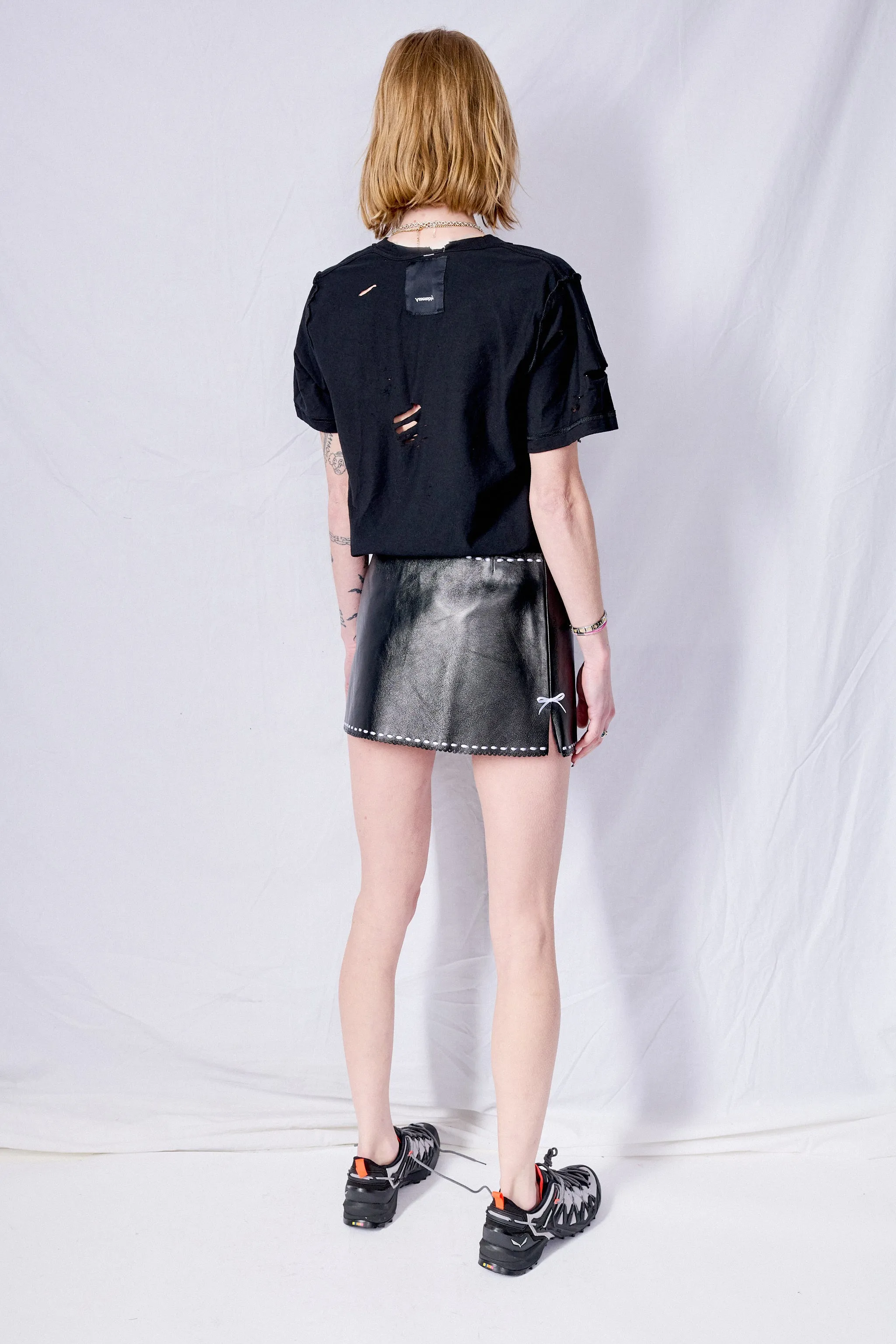 Black Leather Ilona Mini Skirt sold by Assembly New York product image thumbnail 4