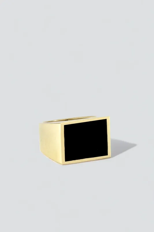 Brass Black Onyx Signet Ring - Square made by Assembly New York
