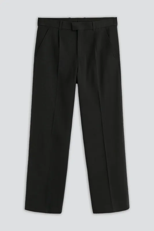 Black Worsted Wool Slack Trouser made by Our Legacy