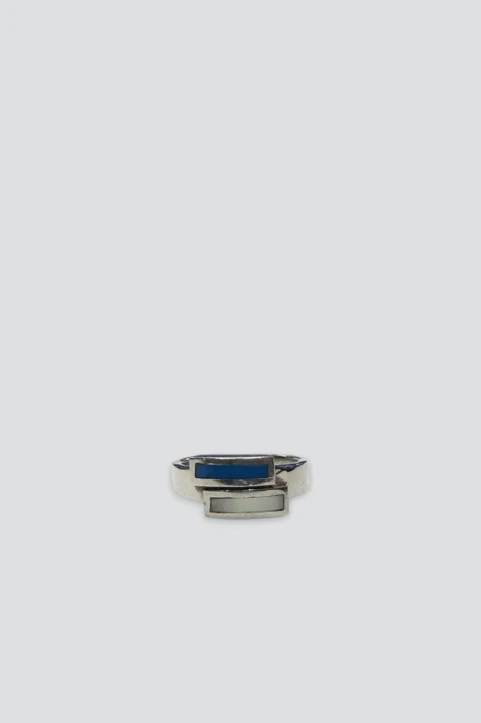 Sterling Silver Turquoise Mother of Pearl Inlay Ring made by Vintage