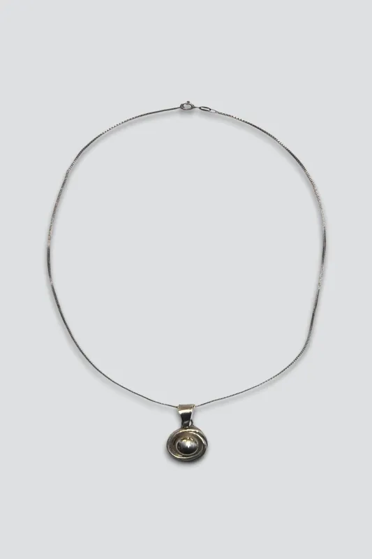 Sterling Silver Dome Pendant Necklace made by Vintage