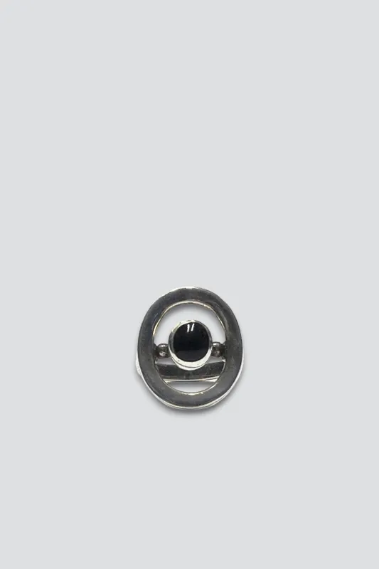 Sterling Silver Ringed Onyx Ring made by Vintage