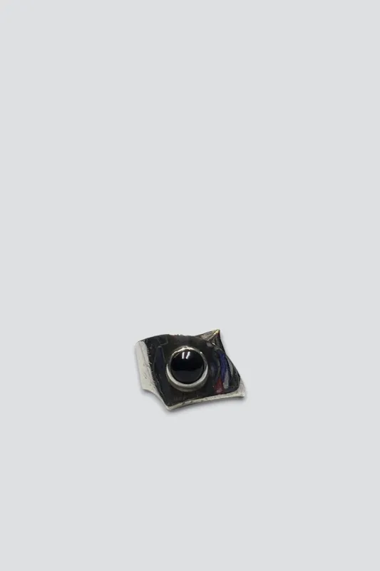 Sterling Silver Onyx Wide Ring made by Vintage