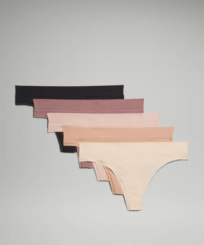 UnderEase Mid-Rise Thong Underwear *5 Pack sold by Lululemon