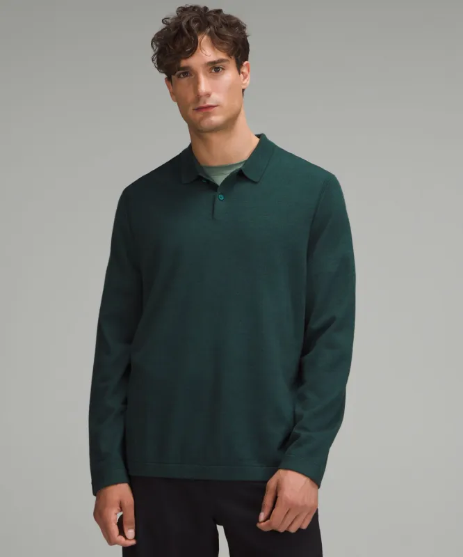 New Venture Long-Sleeve Knit Polo Shirt sold by Lululemon