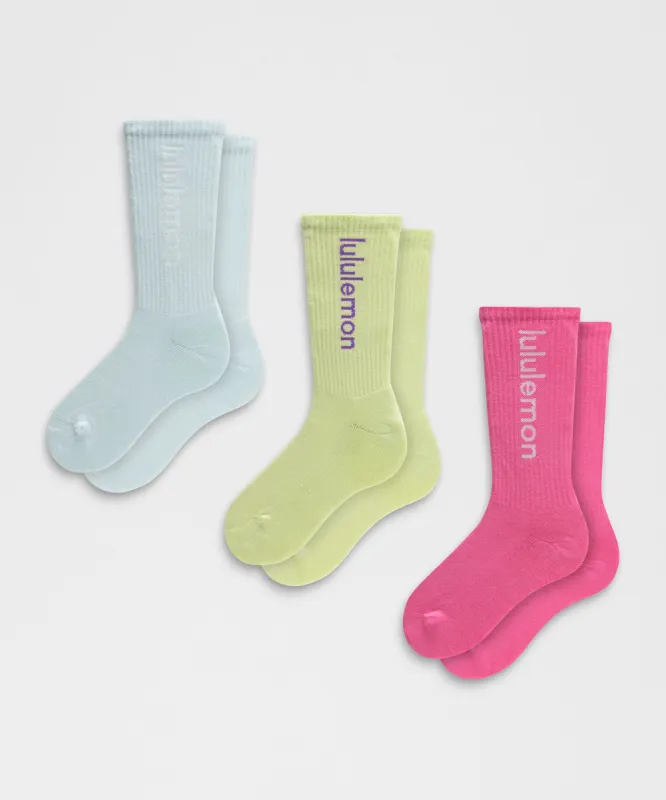 Unisex Daily Essential Crew Socks Wordmark *3 Pack sold by Lululemon