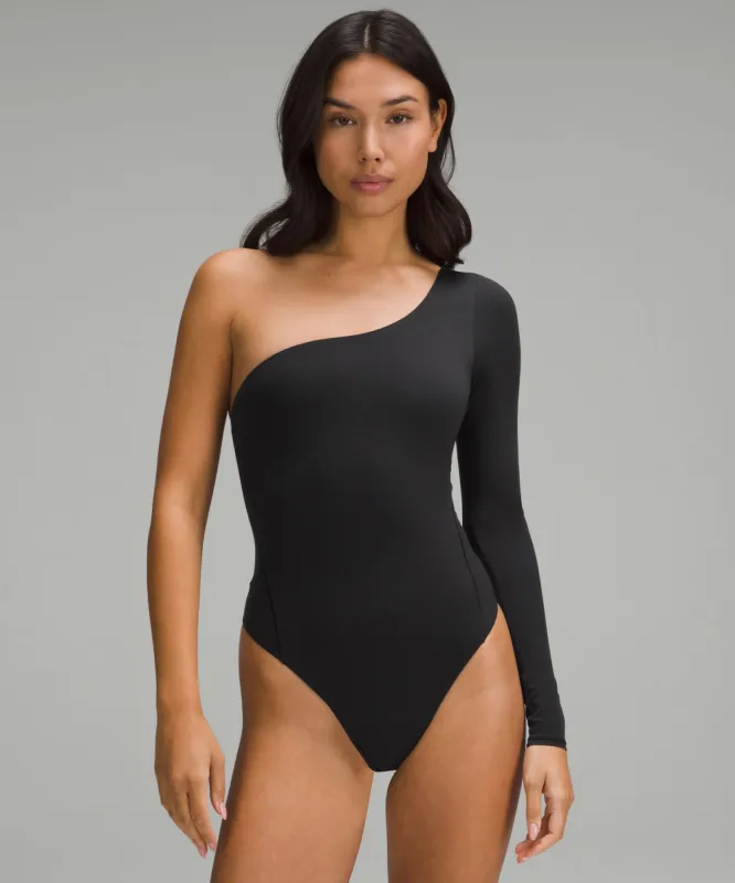 Wundermost Ultra-Soft Nulu Long-Sleeve One-Shoulder Bodysuit sold by Lululemon