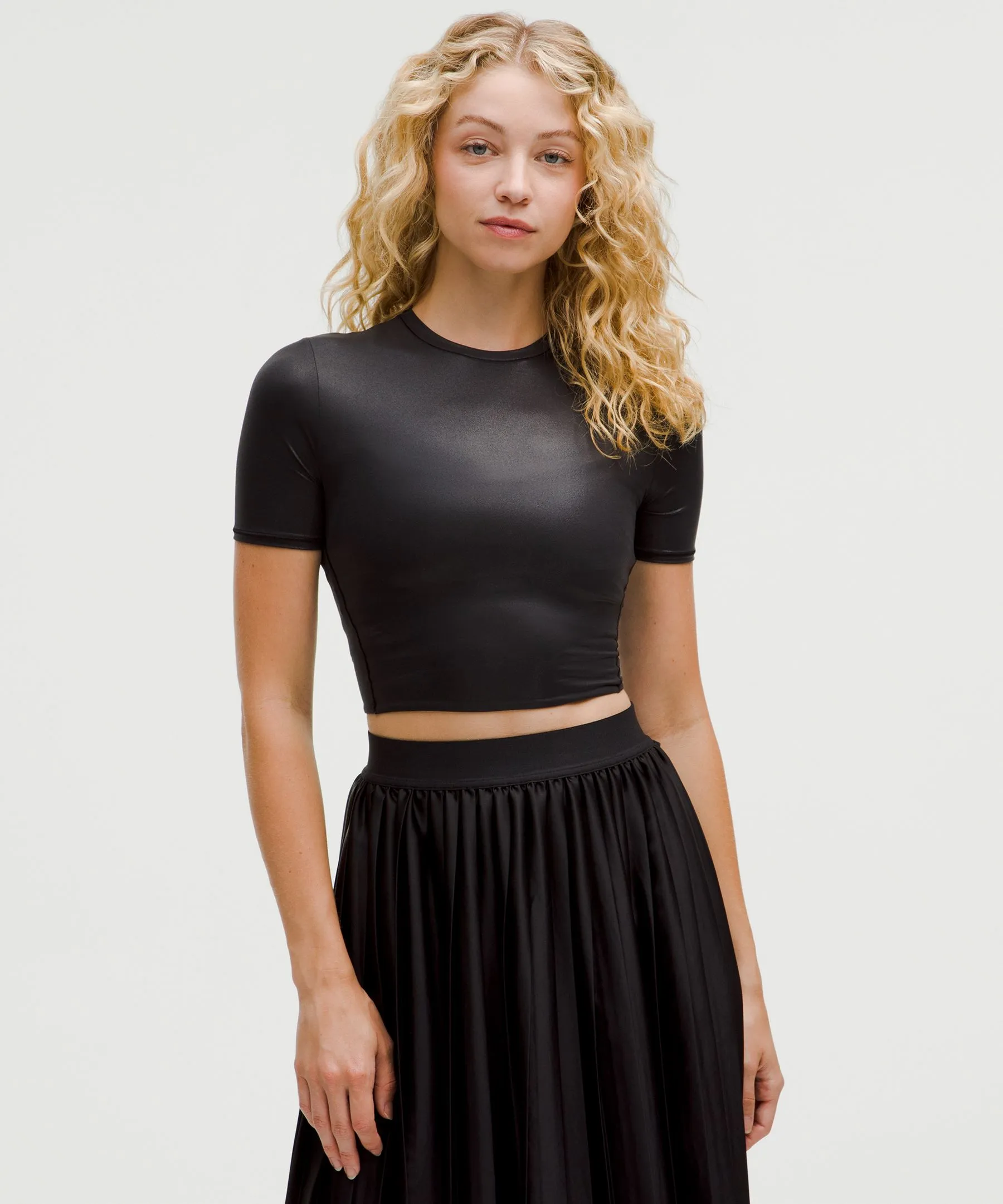 Wundermost Ultra-Soft Nulu Crewneck Cropped T-Shirt *Shine sold by Lululemon