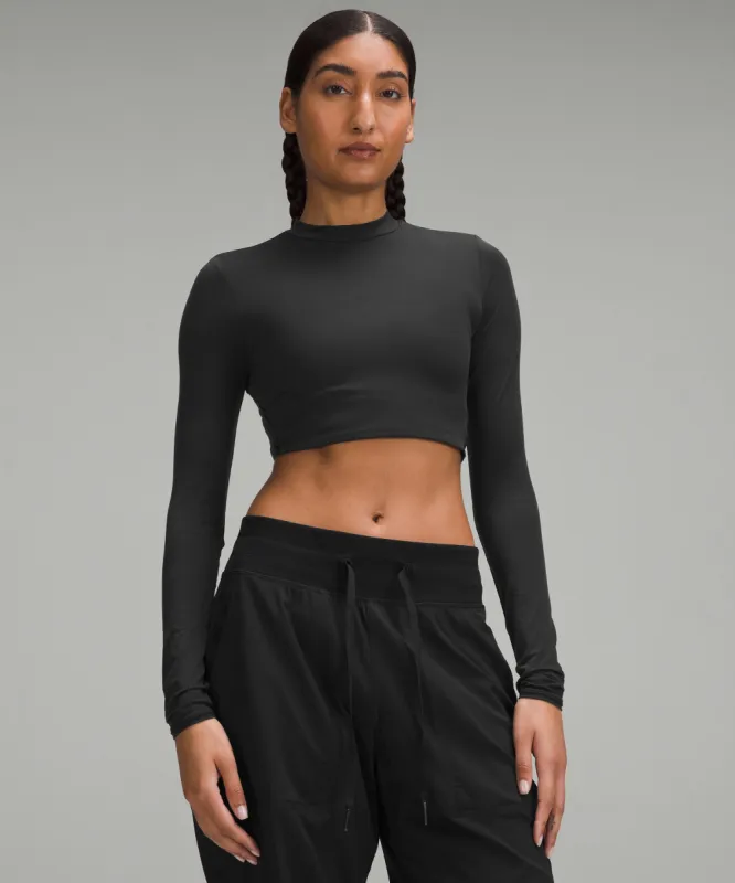 Wundermost Ultra-Soft Nulu Mockneck Super-Cropped Long-Sleeve Shirt sold by Lululemon
