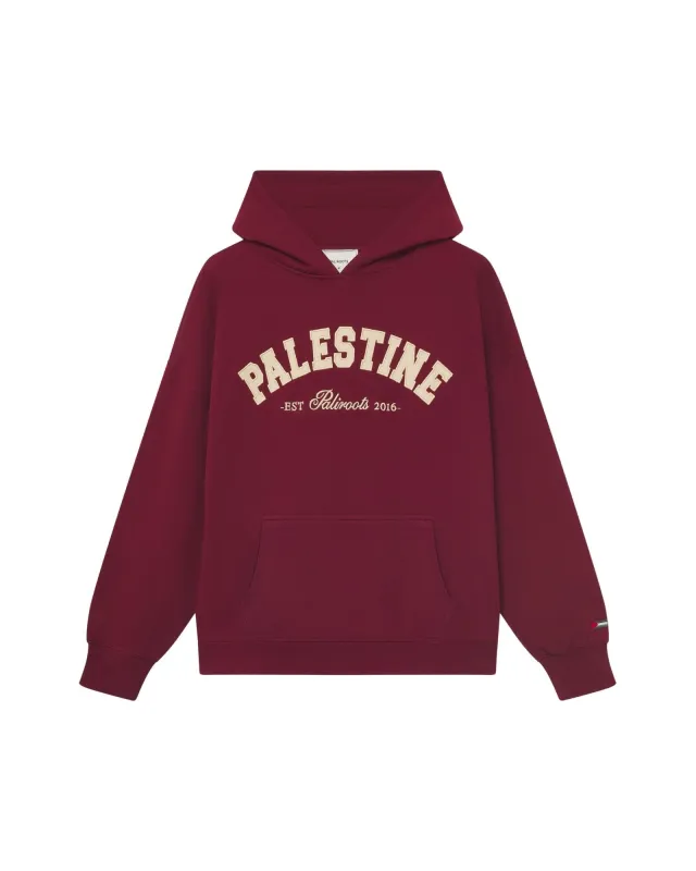 Palestine Varsity Hoodie Burgundy made by PaliRoots