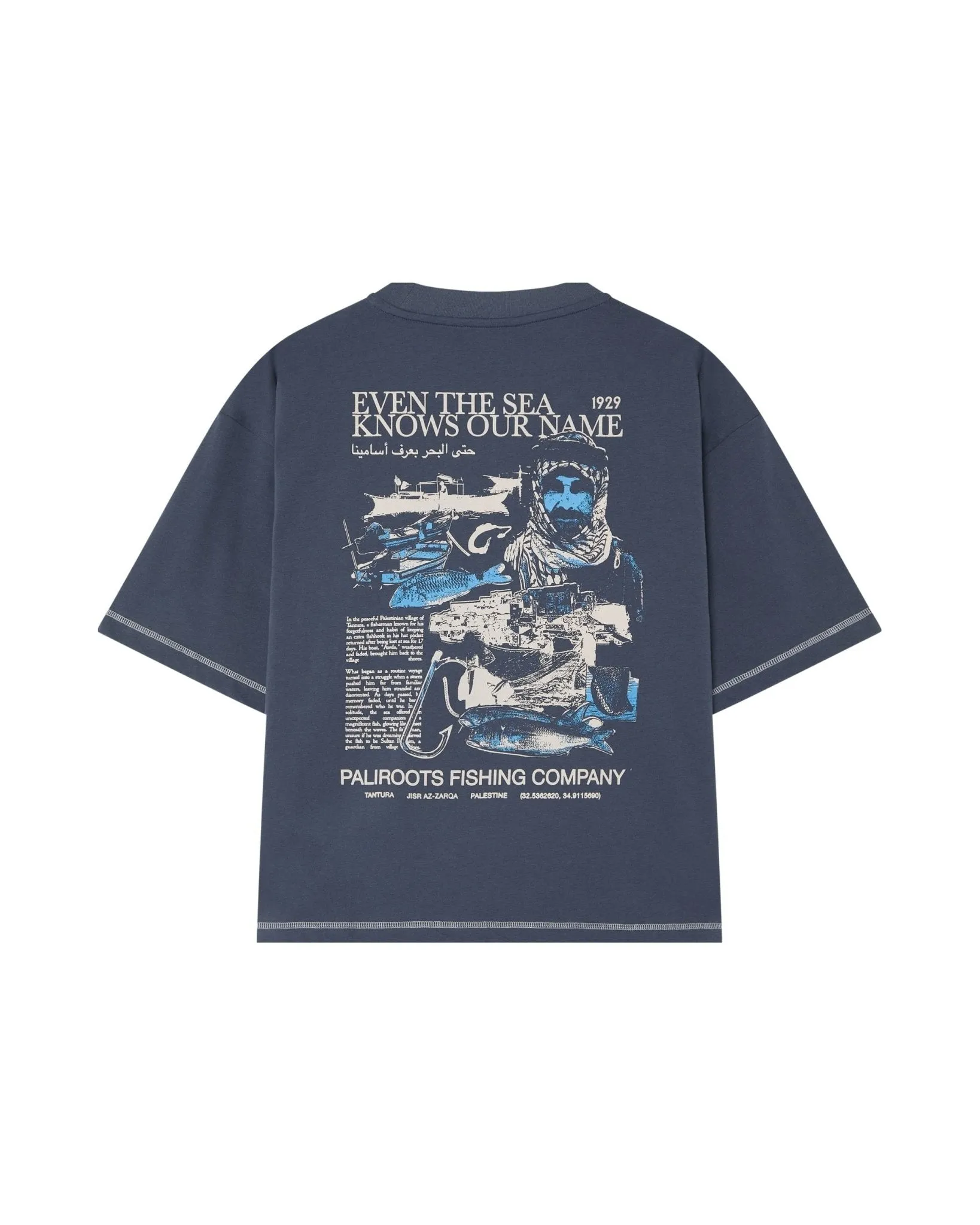 Lost Fisherman Tee Navy sold by PaliRoots