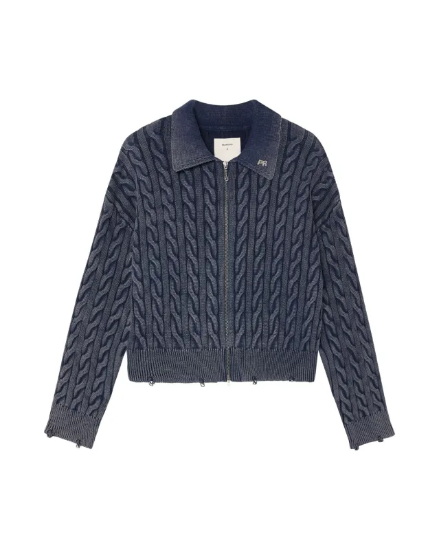 Salt Washed Zip Knit Navy made by PaliRoots