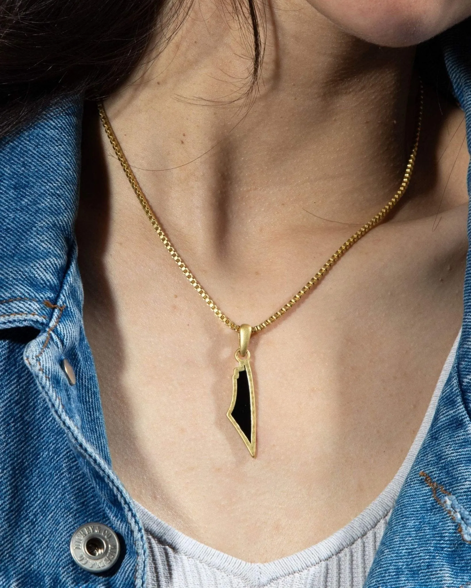 Obsidian Stone Map of Palestine Necklace Gold sold by PaliRoots product image thumbnail 4