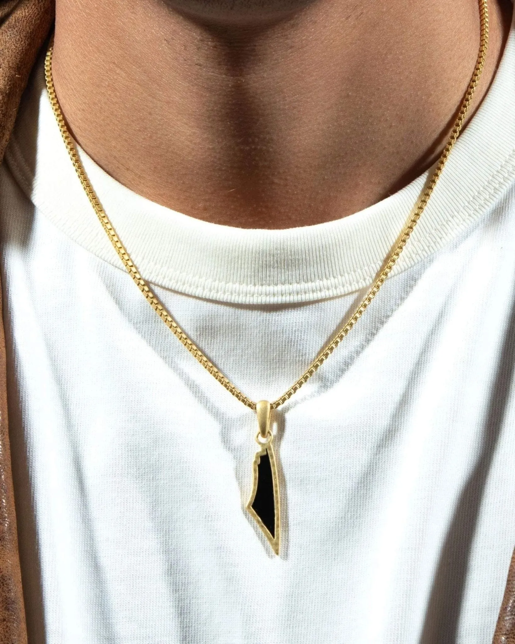 Obsidian Stone Map of Palestine Necklace Gold sold by PaliRoots product image thumbnail 2