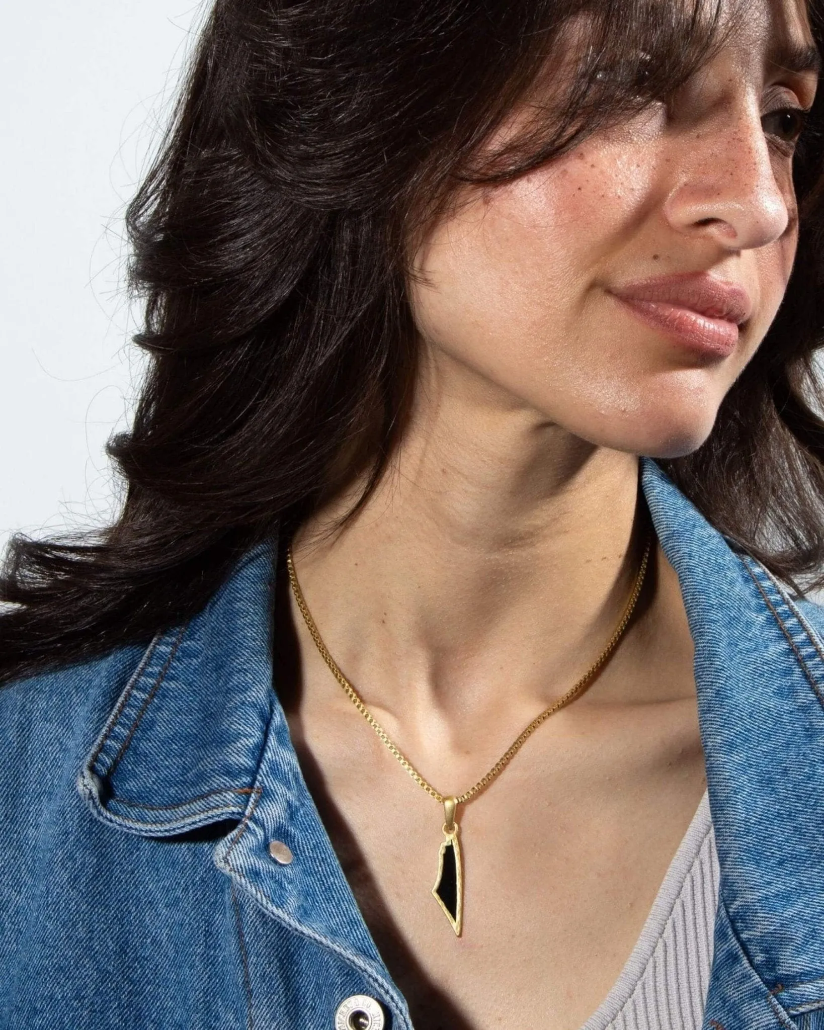 Obsidian Stone Map of Palestine Necklace Gold sold by PaliRoots product image thumbnail 3