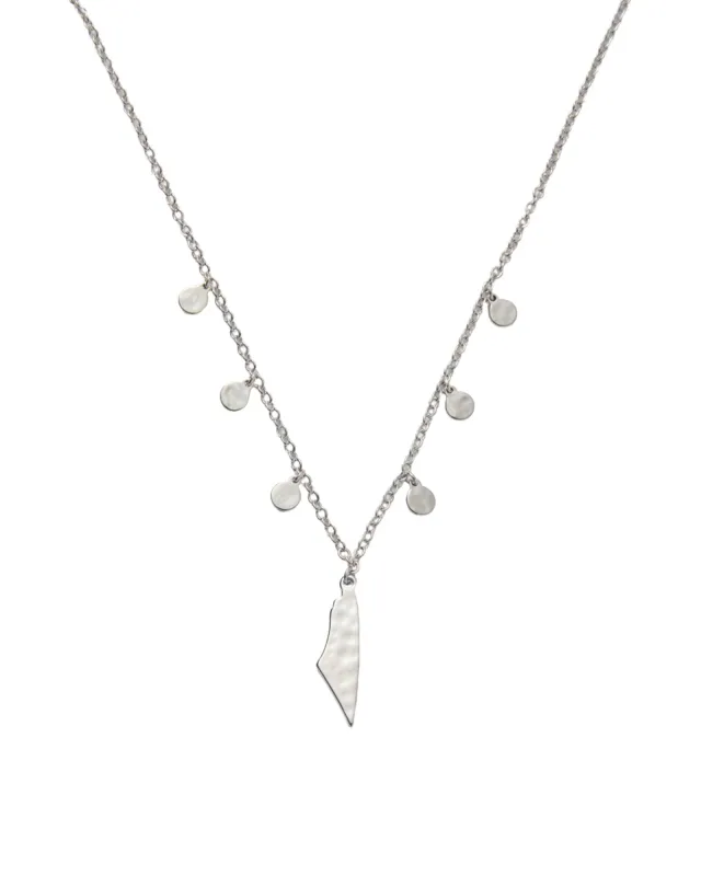 Demi Fine Map of Palestine Necklace Silver made by PaliRoots