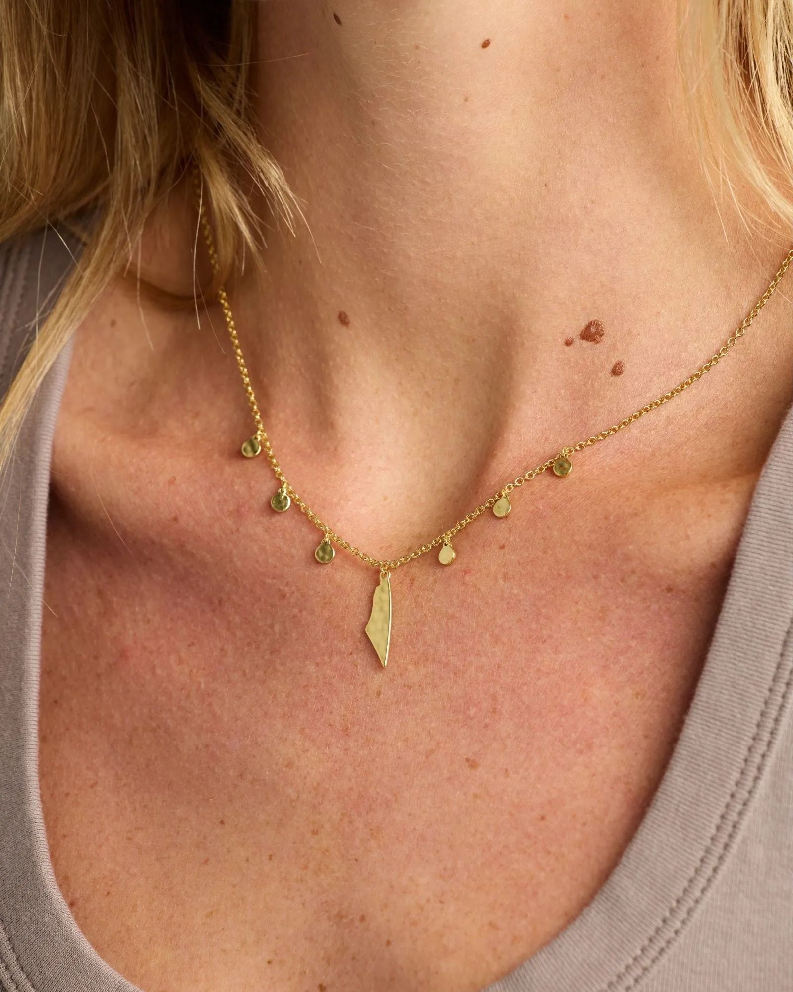 Demi Fine Map of Palestine Necklace Gold sold by PaliRoots product image thumbnail 2
