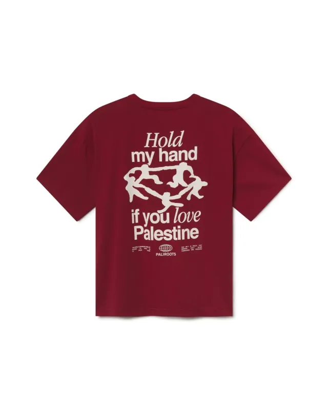Hold My Hand Boxy Tee Burgundy made by PaliRoots