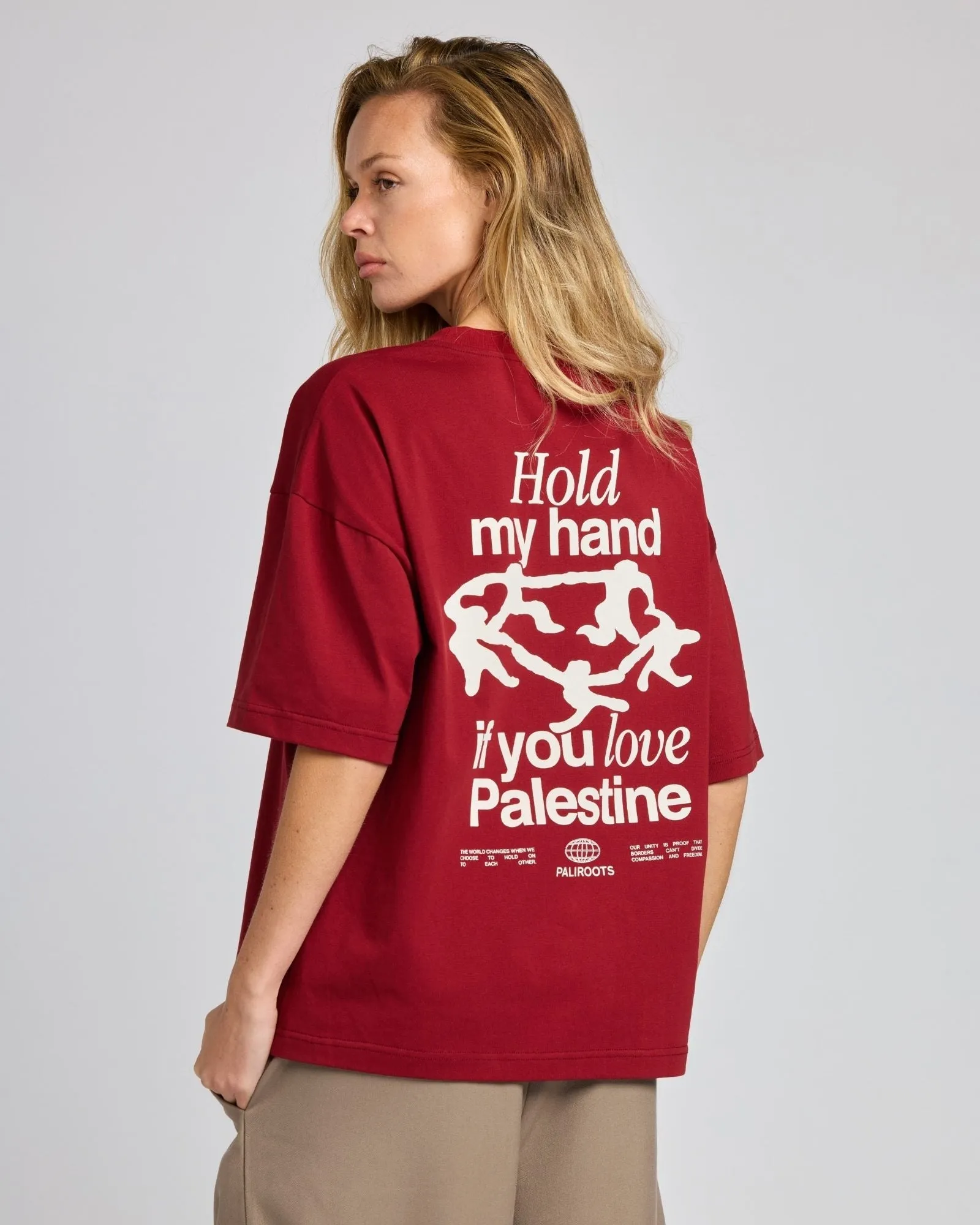 Hold My Hand Boxy Tee Burgundy sold by PaliRoots product image thumbnail 3