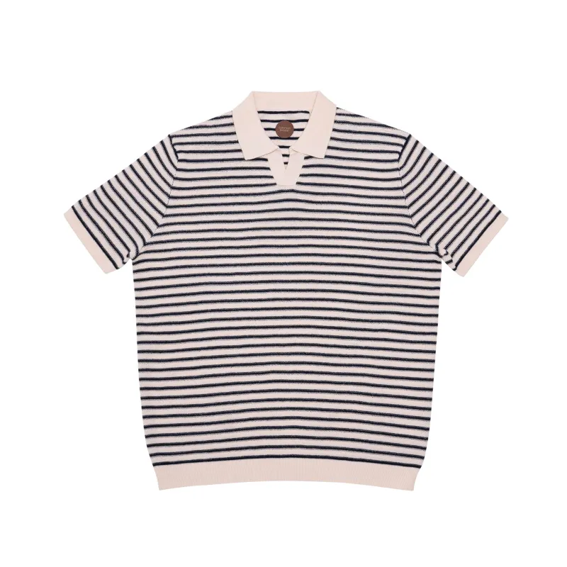 WALKER KNITTED POLO SHIRT - NAVY ECRU sold by Common People