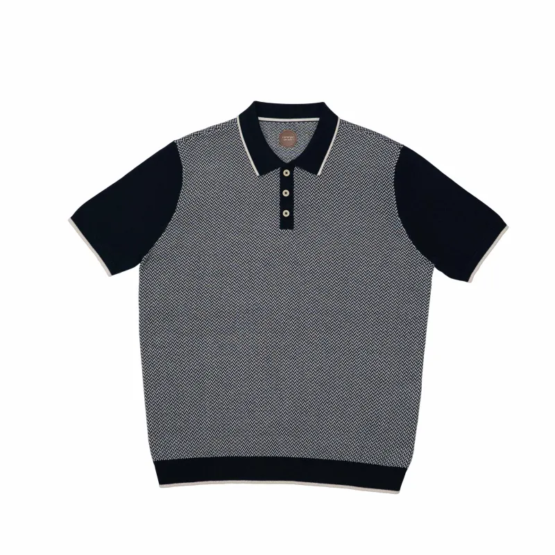 COLLINS SWEATER POLO NAVY/ECRU made by Common People