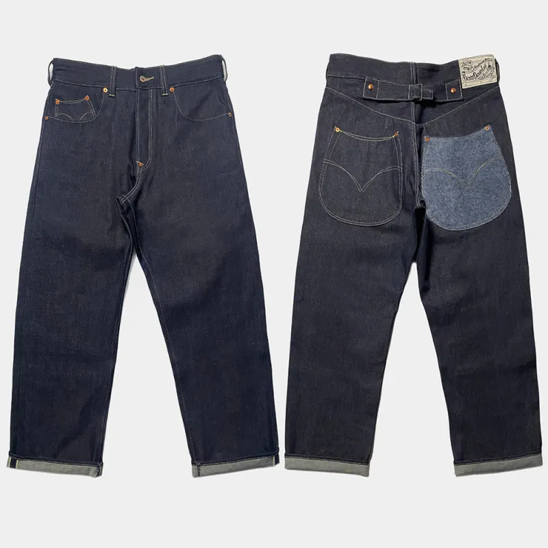 DDL 510BT LUCKY 1-S&P RELAX STRAIGHT 5 POCKET BUCKLE BACK WHITE OAK CONE MILLS BROKEN TWILL SELVEDGE-12.25OZ -RAW INDIGO sold by Bzen