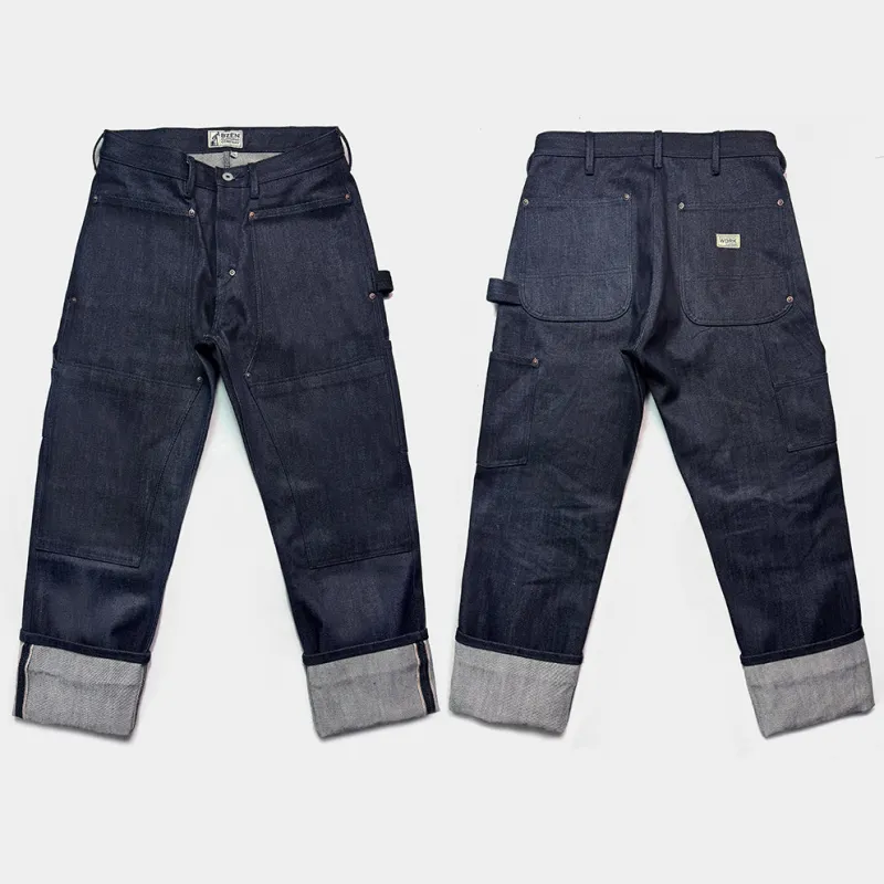 BZEN M.1279 JETHRO-21FLS DOUBLE PANEL FRONT 6 POCKET SELVEDGE INDIGO DENIM WORKER JEAN-21.5OZ-RAW INDIGO sold by Bzen