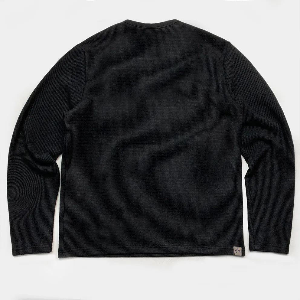 M.3084 MIZUIRO-WB REGULAR FIT LONG SLEEVE WAFFLE KNIT 3 BUTTON HENLEY-410GSM-E0 BLACK sold by Bzen product image thumbnail 4
