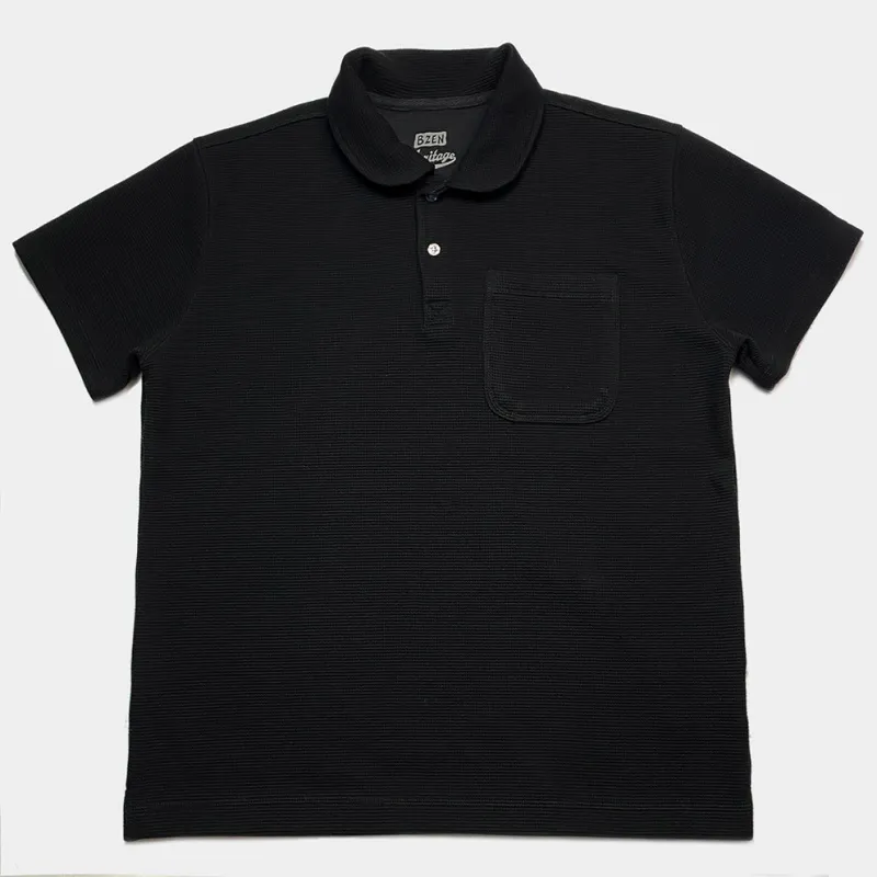 M.3083 RALPHX-WB RELAX FIT 2 BUTTON WFFLE KNIT HENLEY-410GSM-E0 BLACK sold by Bzen