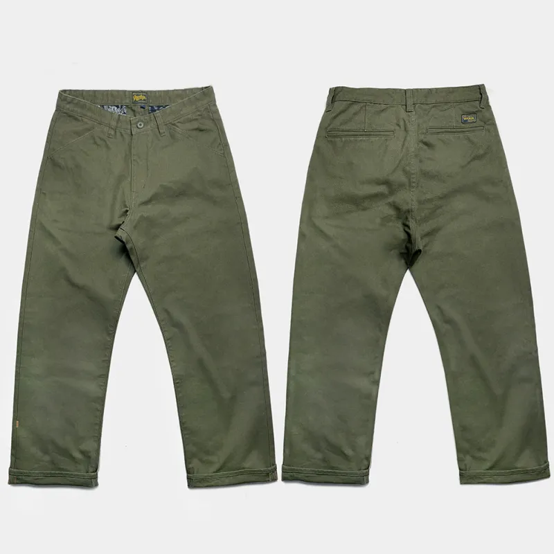 BZEN M.1136 RORY-CAG RELAX FIT FLAT FRONT 4 POCKET CANVAS PANT-12OZ-ARMY GREEN sold by Bzen