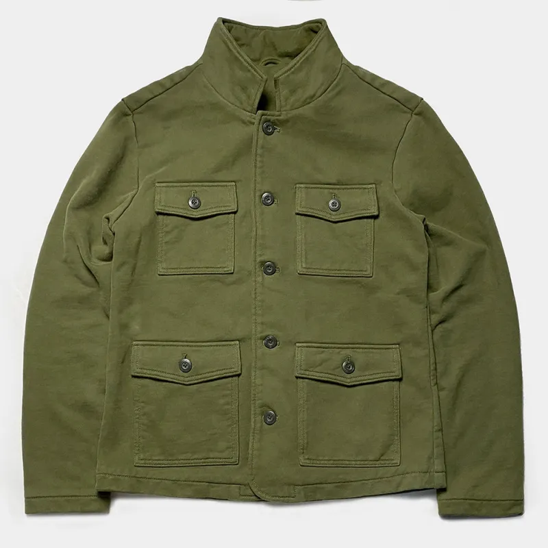 BZEN M.3025 BEIJING-AG SLIM FIT HEAVY FLEECE 4 POCKET SHIRT JACKET-460GSM-E0 ARMY GREEN made by Bzen