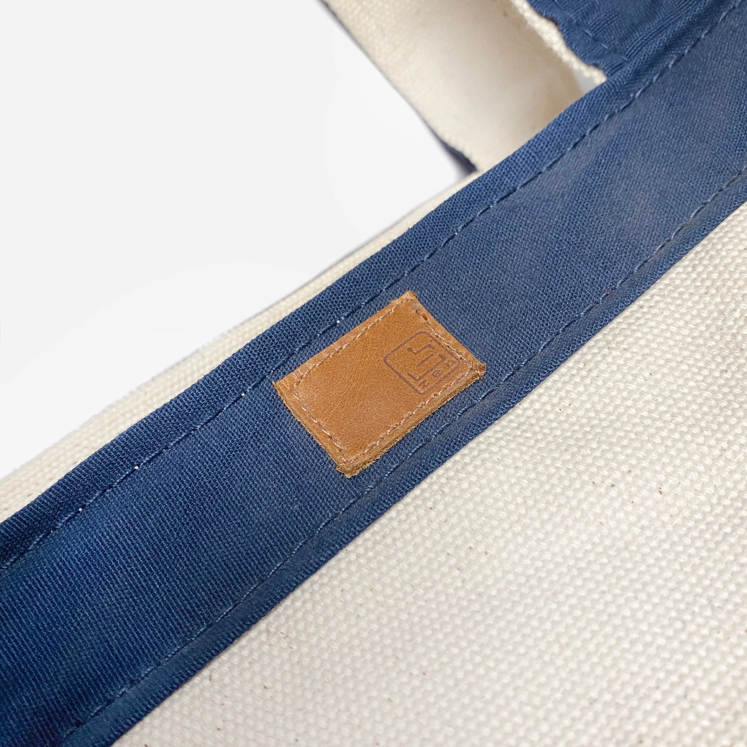 BZEN TOTE23-13P NATURAL CANVAS BODY WITH NAVY TRIM 23"W x 13"H OPEN TOP TOTE BAG WITH FRONT POCKET-22OZ-NAVY sold by Bzen product image thumbnail 5