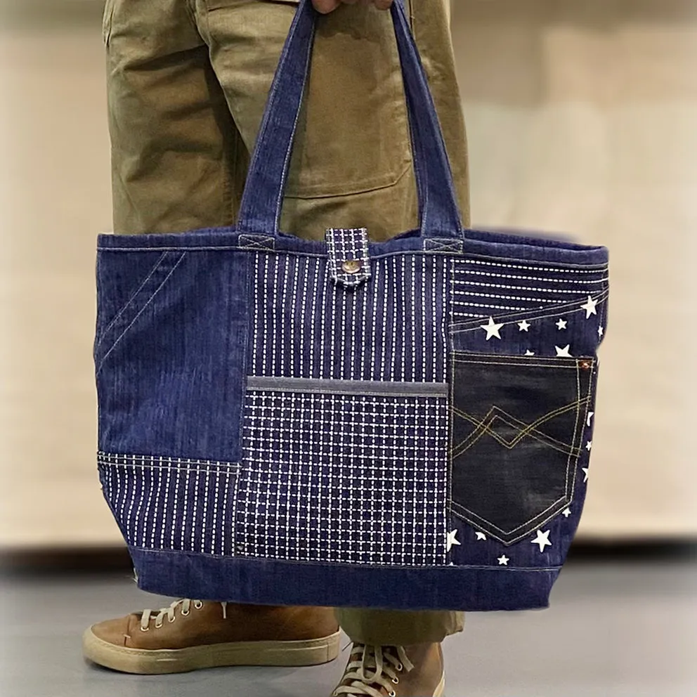 BZEN TOTE20-11CBI ASSORTED DENIM COLOR BLOCK TOTE BAG-12OZ-HRH INDIGO sold by Bzen product image thumbnail 3