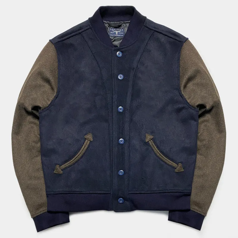 BZEN M.3139RR DESPERADO-VARS REGULAR FIT LINED WOOL BLEND MELTON VARSITY JACKET-800GSM-E0 NAVY sold by Bzen