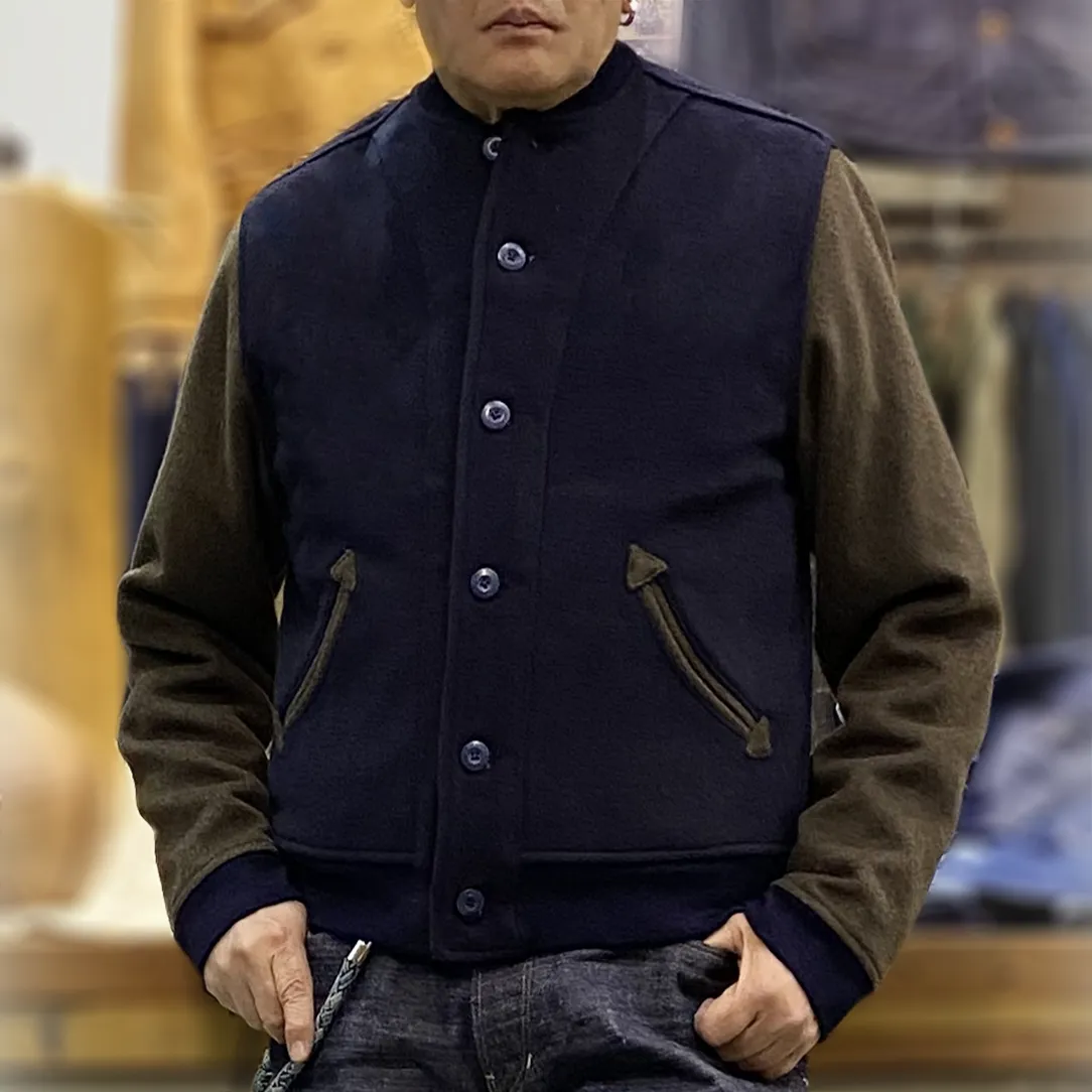 BZEN M.3139RR DESPERADO-VARS REGULAR FIT LINED WOOL BLEND MELTON VARSITY JACKET-800GSM-E0 NAVY sold by Bzen product image thumbnail 3