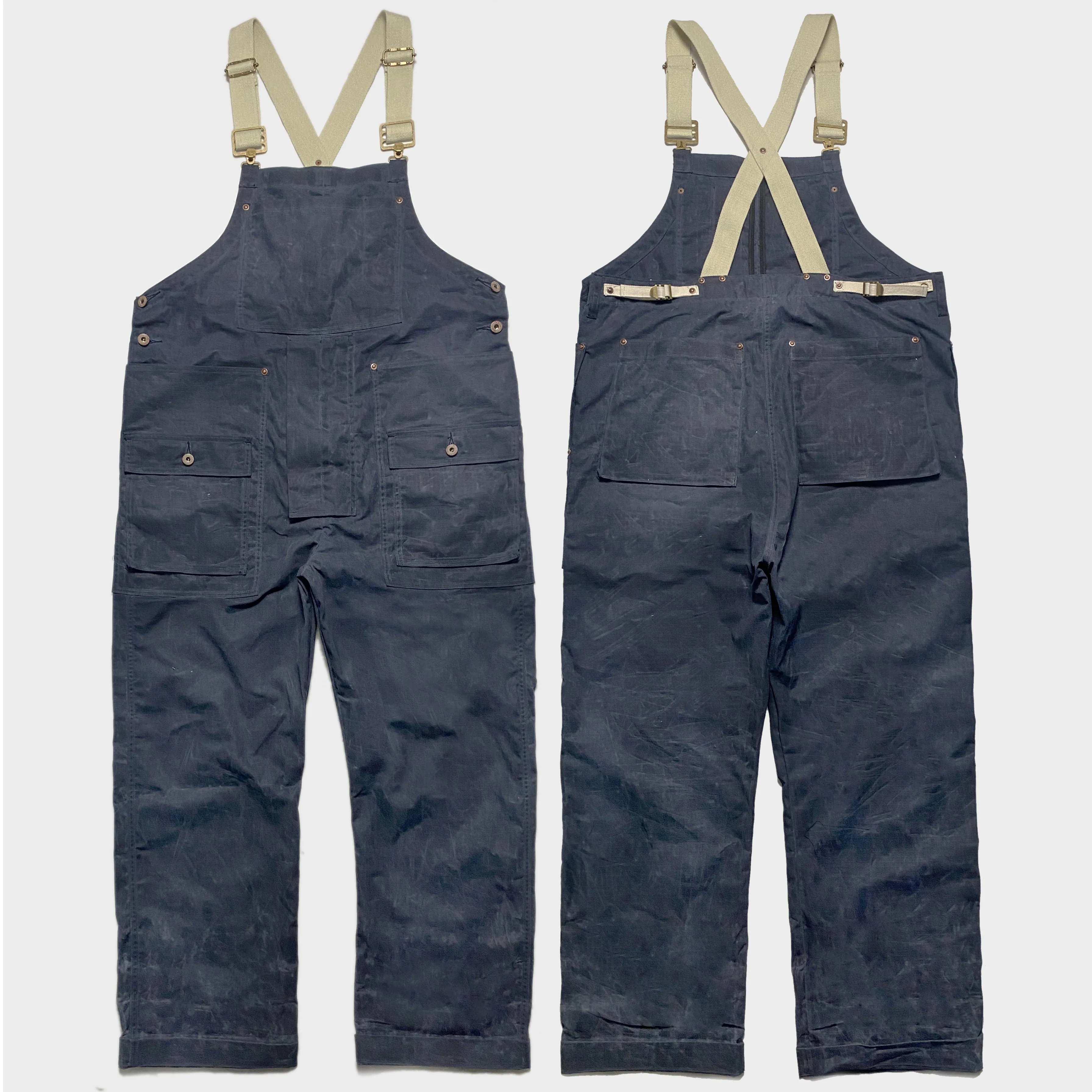 BZEN M.1099 DECKS 9P-WXN UNISEX WAXED RIP STOP USN INSPIRED DUNGAREES-6OZ-WAX NAVY CAUTION:DO NOT WASH sold by Bzen