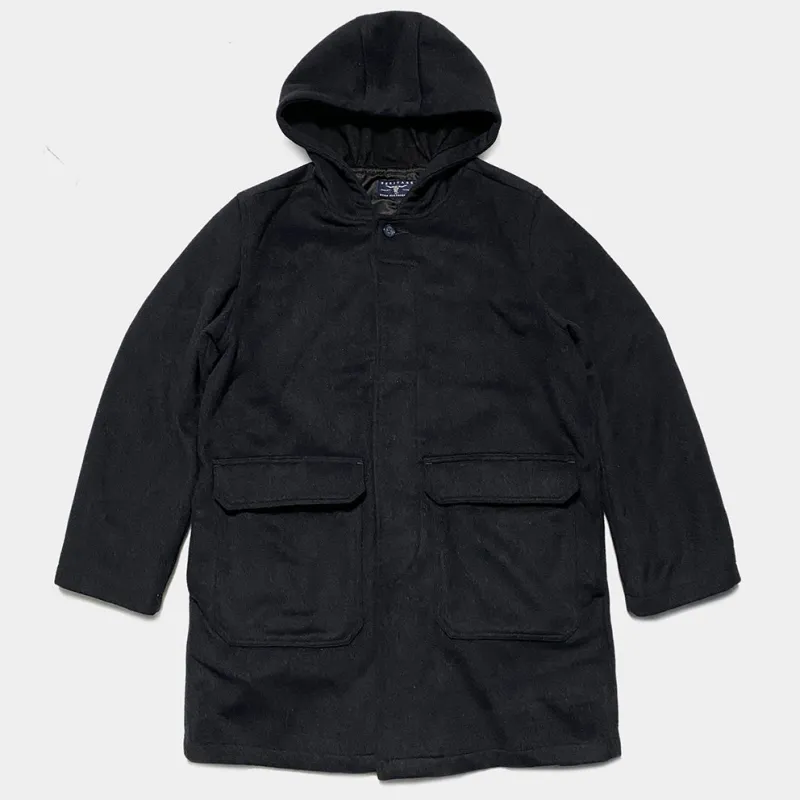 BZEN M.3057 DELON-DUF REGULAR FIT 5 POCKET 36" BACK LENGTH WOOL BLEND DUFFLE COAT-DARK GREY sold by Bzen