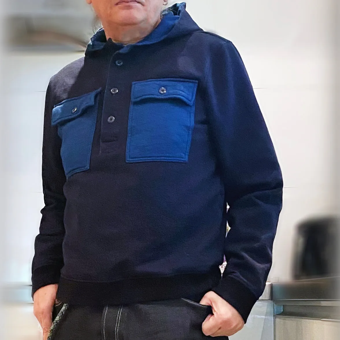 BZEN M.3030 AO2-E1 REGULAR FIT 4 BUTTON DARK INDIGO FRENCH TERRY HOODIE WITH 2 FLAP POCKET-360GSM-E1 INDIGO sold by Bzen product image thumbnail 2