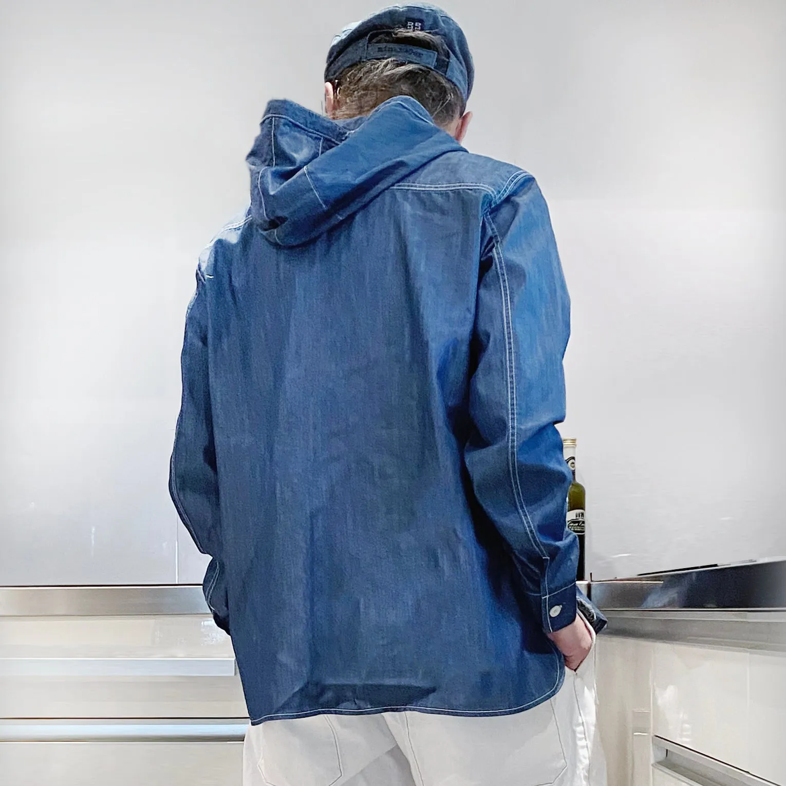 BZEN M.3016 AO2-2P REGULAR FIT 4 BUTTON SMOCK HOODIE COTTON TENCEL WITH 2 FLAP POCKET SHIRT-6OZ-E0 INDIGO sold by Bzen product image thumbnail 3