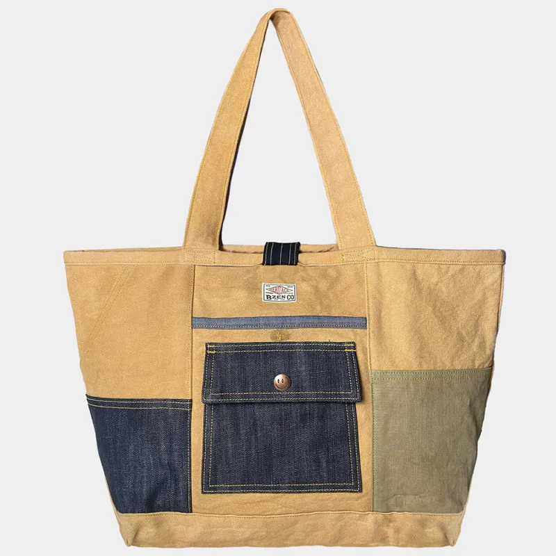 BZEN TOTE20-11CB VEGGIE DYED CANVAS COLOR BLOCK TOTE BAG-14OZ-HRH GOBI made by Bzen