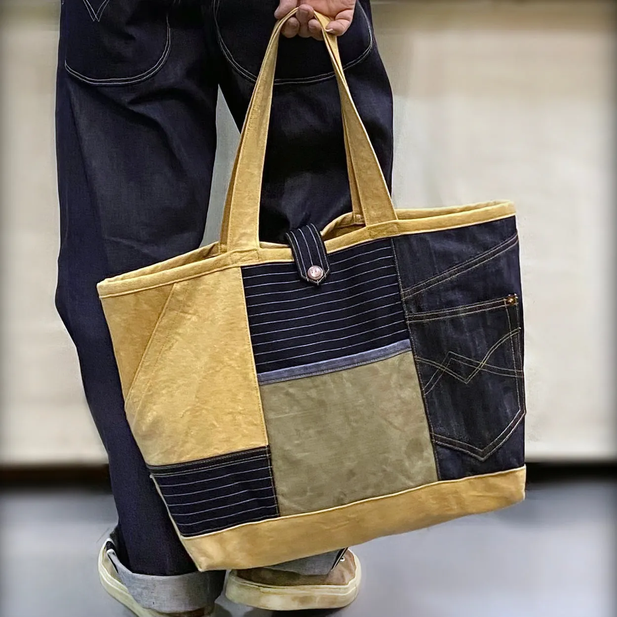 BZEN TOTE20-11CB VEGGIE DYED CANVAS COLOR BLOCK TOTE BAG-14OZ-HRH GOBI sold by Bzen product image thumbnail 2