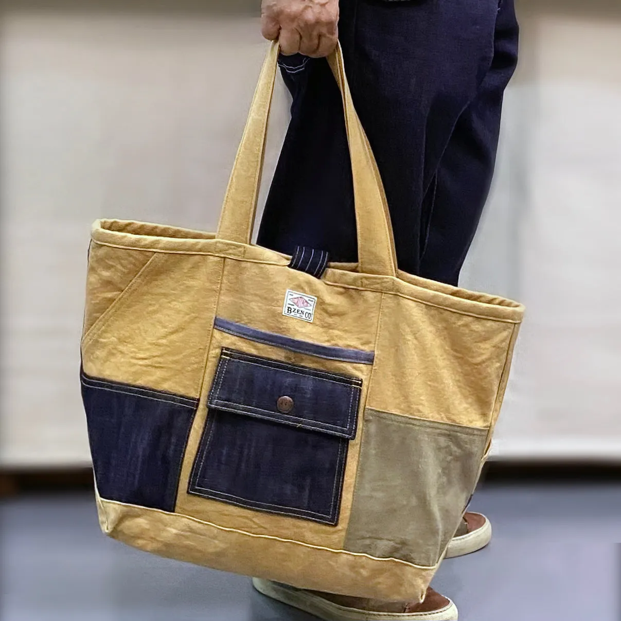BZEN TOTE20-11CB VEGGIE DYED CANVAS COLOR BLOCK TOTE BAG-14OZ-HRH GOBI sold by Bzen product image thumbnail 3