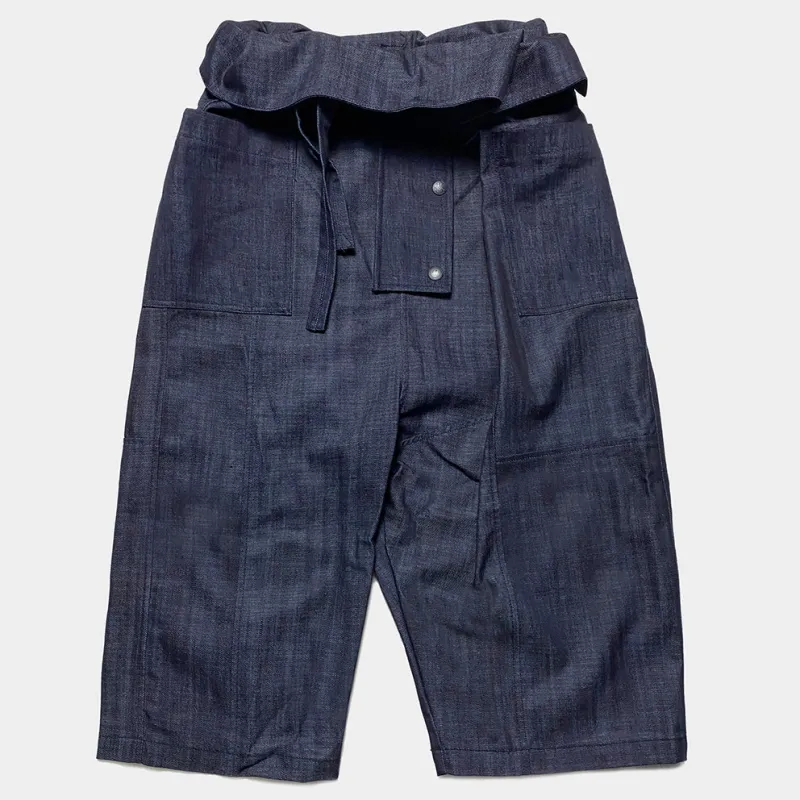 BZEN M.1063 SAWADEE-4P RELAX FIT UNISEX ANKLE LENGTH THAI FISHERMEN 4 POCKET DENIM WRAP PANT-11OZ-E0 INDIGO sold by Bzen