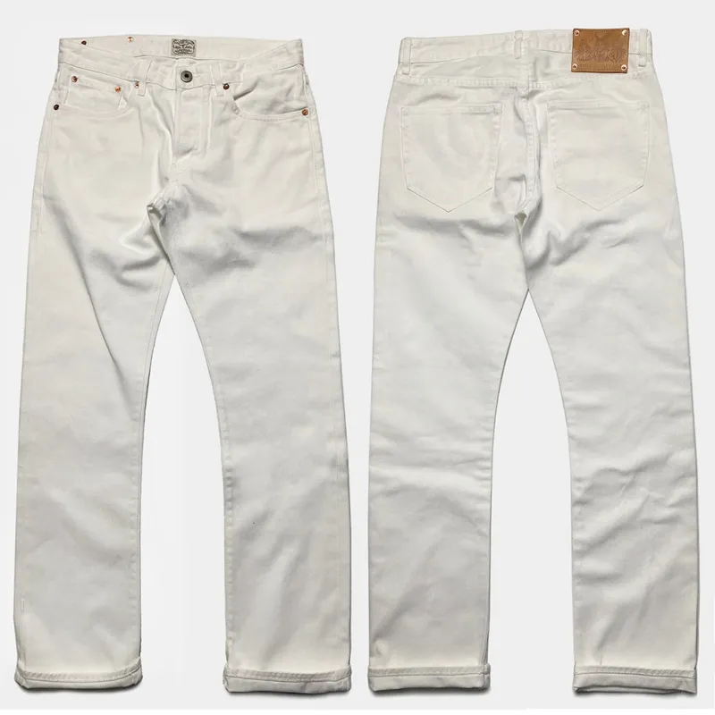 BZEN M.1258 BILLY-W 5 POCKET SLIM STRAIGHT BUTTON FLY-13.75OZ WHITE BULL DENIM-E0 WHITE sold by Bzen