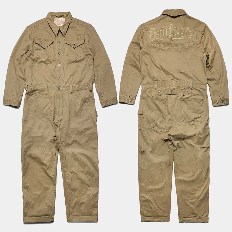 DDL 540 SCOTT-VTE REGULAR FIT 10 POCKET BUCKLE BACK TWILL COVERALL WITH 'SINCE BACK IN THE DAYS' EMBROIDERY-10OZ-E0 TAN sold by Bzen