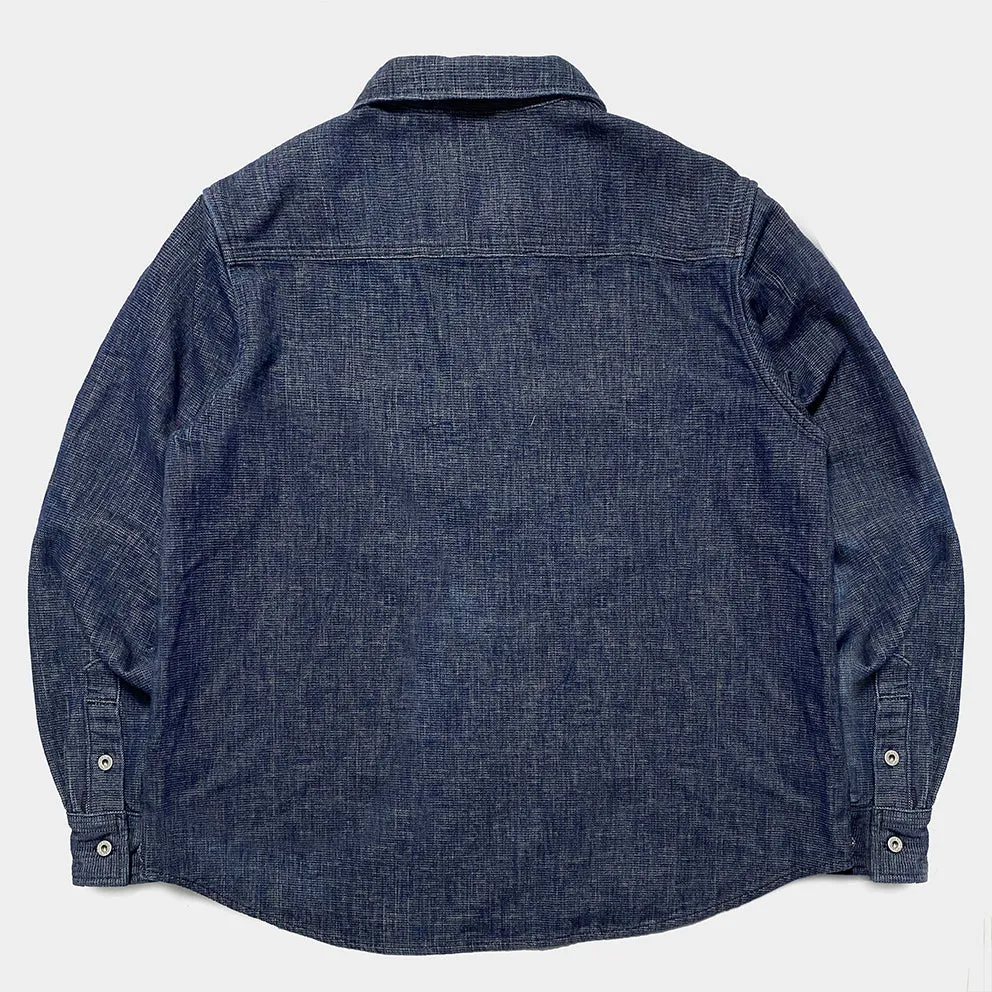 DDL 329 HUNTER-I REGULAR FIT 2 POCKET 1/2 ZIPPER FRONT INDIGO DOBBY WEAVE DENIM SHIRT-10.5OZ-E0 INDIGO sold by Bzen product image thumbnail 3