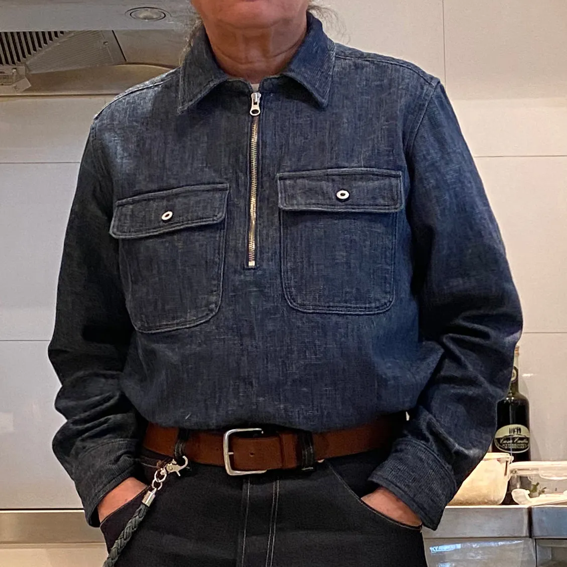 DDL 329 HUNTER-I REGULAR FIT 2 POCKET 1/2 ZIPPER FRONT INDIGO DOBBY WEAVE DENIM SHIRT-10.5OZ-E0 INDIGO sold by Bzen product image thumbnail 2