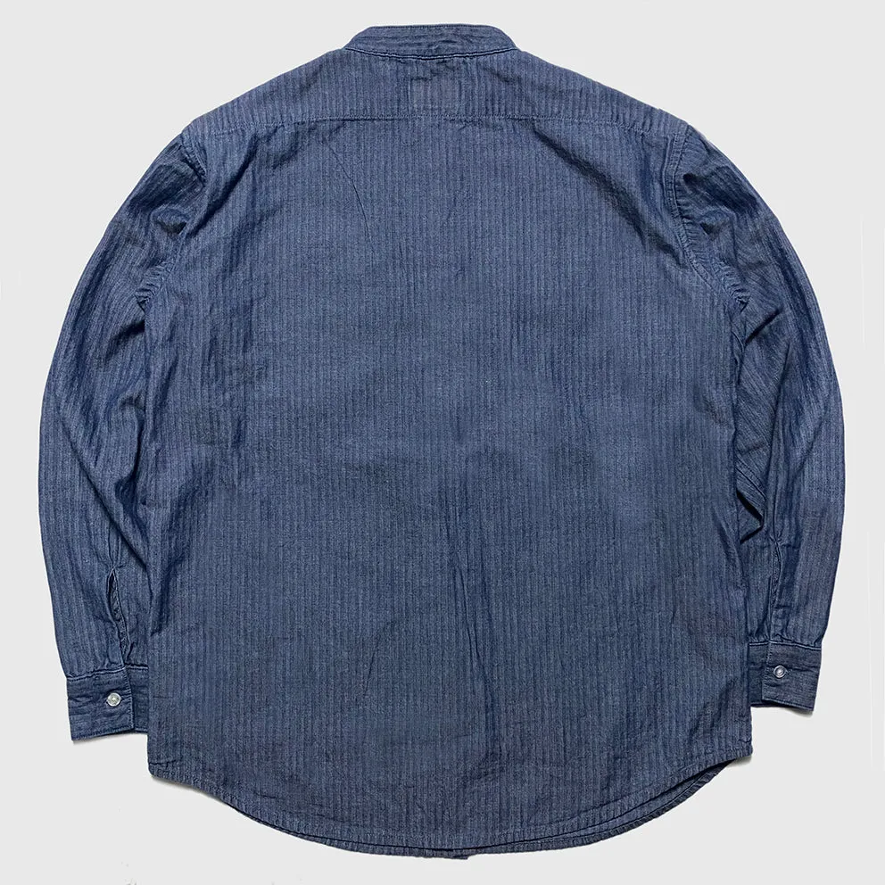 BZEN M.3340 WYATT-HBT RELAX FIT MANDARIN COLLAR DENIM SHIRT-6.5OZ-E0 INDIGO sold by Bzen product image thumbnail 3