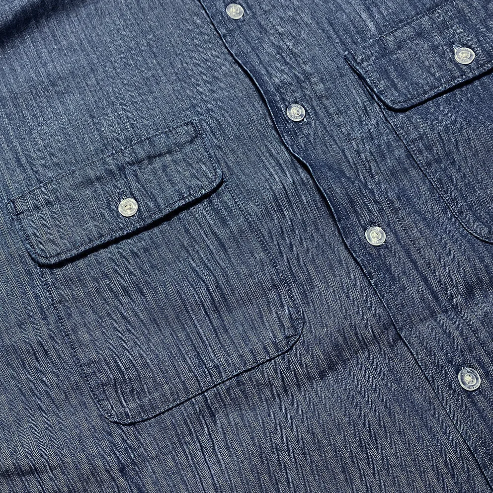 BZEN M.3340 WYATT-HBT RELAX FIT MANDARIN COLLAR DENIM SHIRT-6.5OZ-E0 INDIGO sold by Bzen product image thumbnail 5