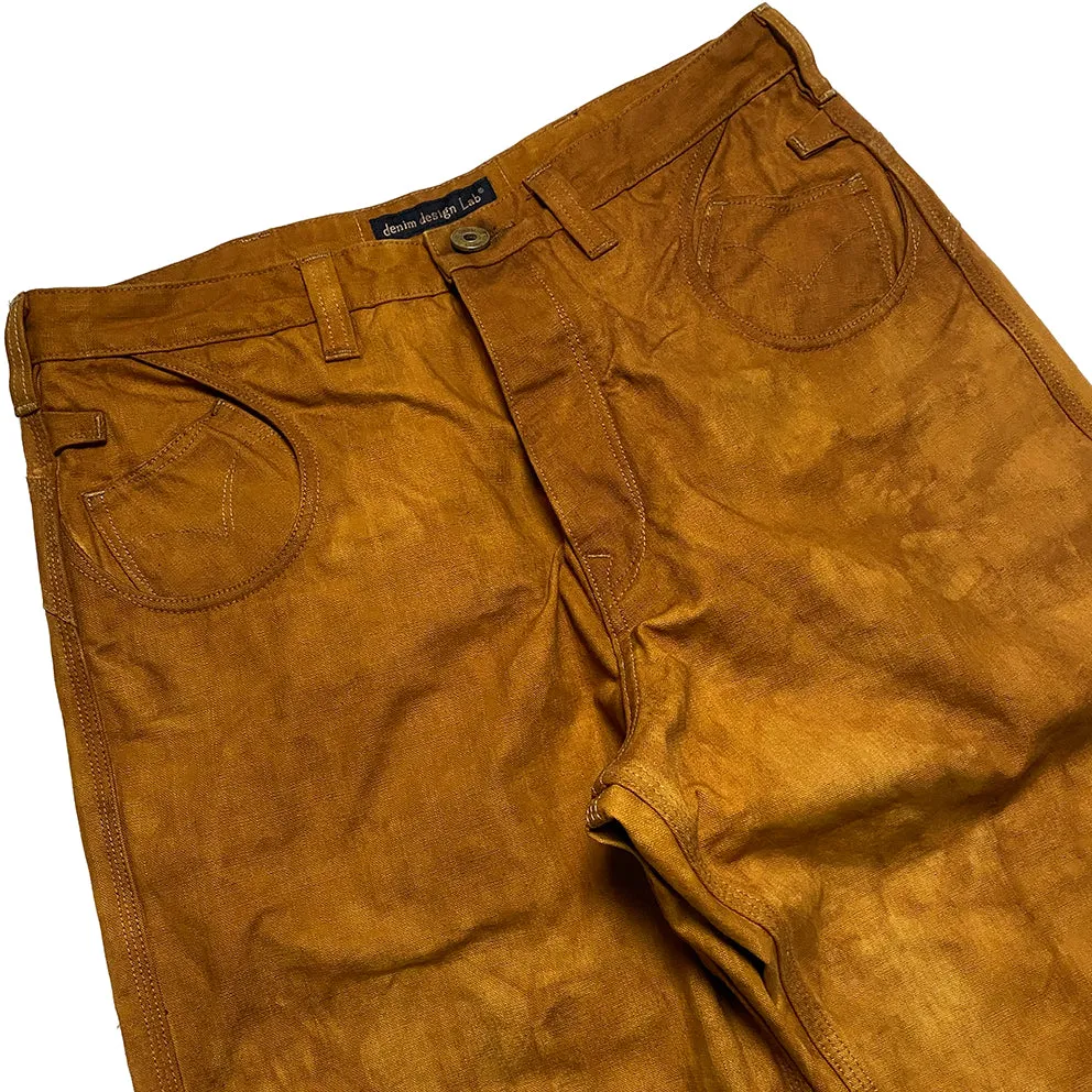 DDL 513S LUCKY-GOLD RELAX STRAIGHT HORSESHOE INSPIRED 6 POCKET BUCKLE BACK DOUBLE DYED CANVAS JEAN -12OZ-GOLD sold by Bzen product image thumbnail 3